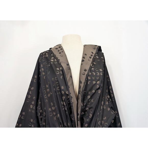 IC Connie K Jacket Black Brown Polka Dot Parachute Tie Front Women's Size 1X - Picture 2 of 7